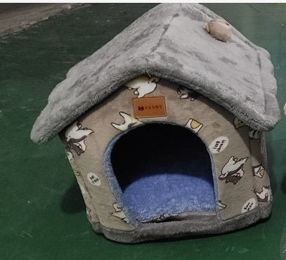 Foldable Pet House – Warm Dog & Cat Bed, Removable Nest, Enclosed Cave Sofa for Winter