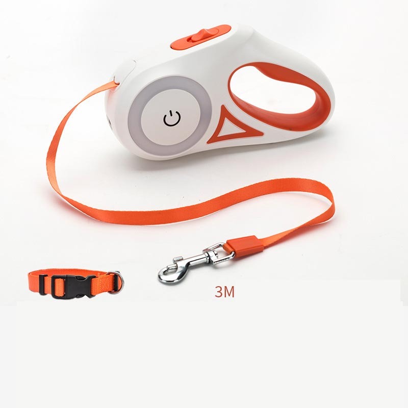 Retractable Dog Leash with Collar & LED Spotlight – Automatic Pet Traction Rope for Small & Medium Dogs