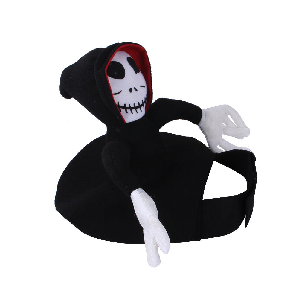 Funny Halloween Pet Rider Costume – Skeleton Hoodie Character Riding Dog Outfit