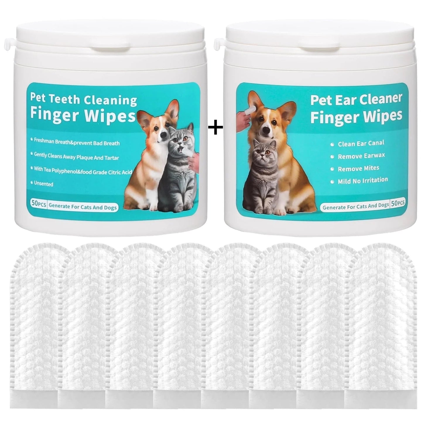 Disposable Pet Cleaning Wipes – Teeth & Ear Care Fingertip Pads for Dogs & Cats