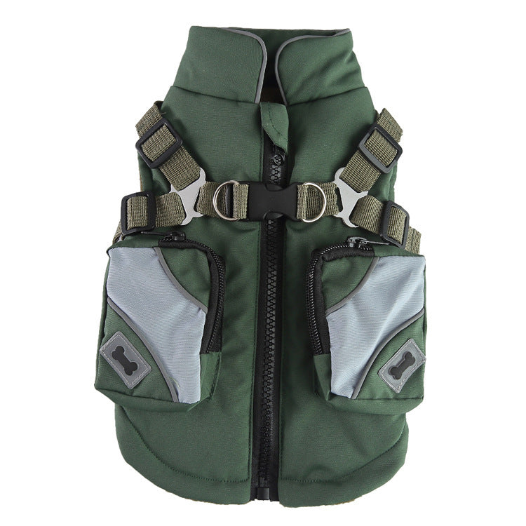 Zippered Cotton Winter Jacket for Dogs & Cats – Soft, Warm Pet Coat with Harness Compatibility