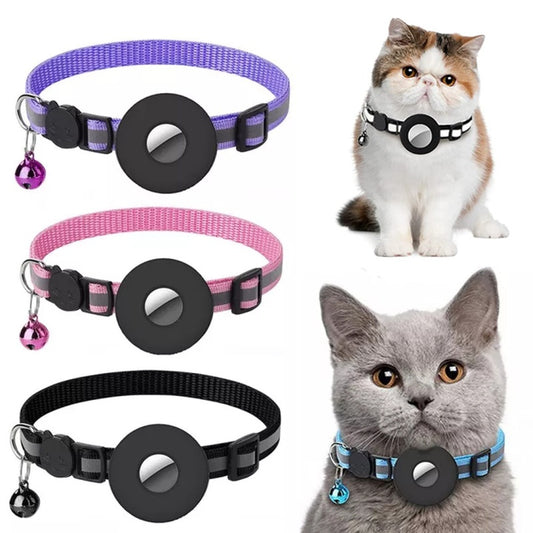Reflective Waterproof Nylon AirTag Collar for Dogs & Cats – Breakaway Safety Buckle & Built-In Apple AirTag Holder