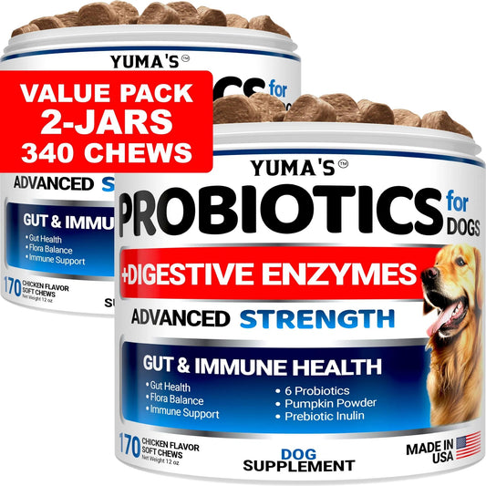 2-Pack Dog Probiotics – Digestive Enzyme Chews for Diarrhea & Gas