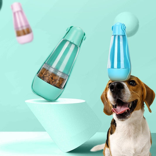 2-in-1 Portable Pet Water & Food Bottle – Hands-Free Travel Dispenser for Dogs & Cats