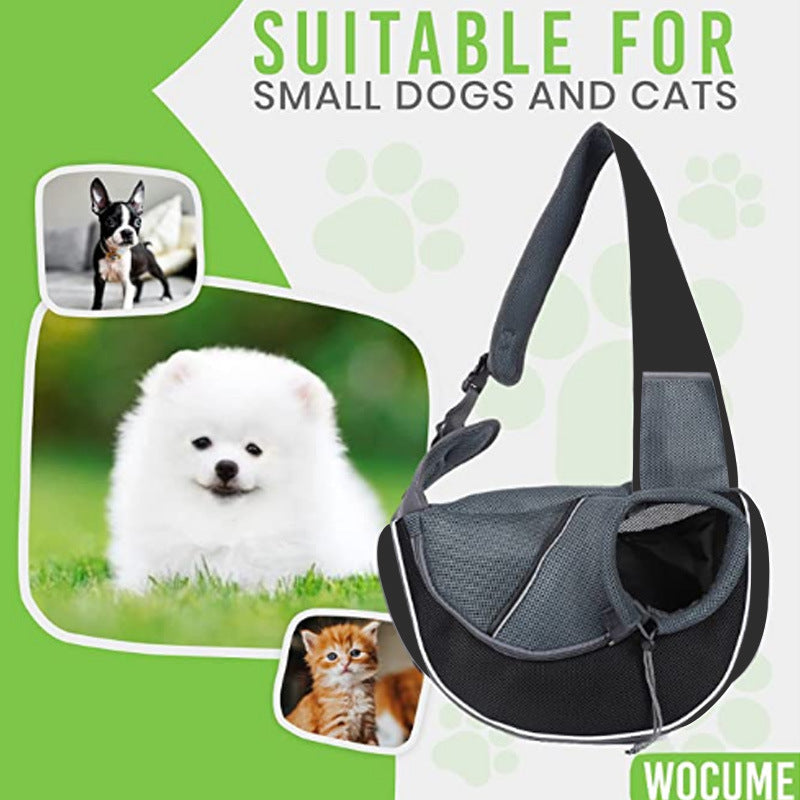 Hands-Free Crossbody Pet Carrier Bag – Stylish Outdoor Sling for Small Dogs & Cats