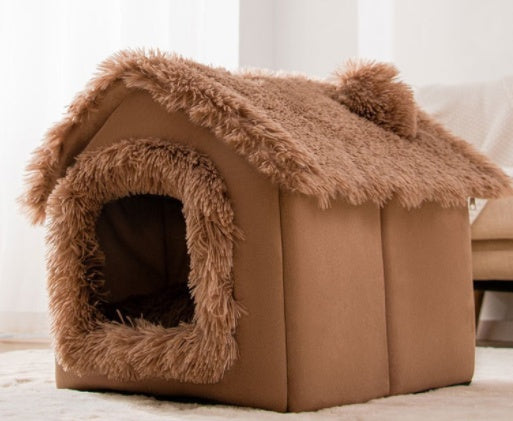 Foldable Pet House – Warm Dog & Cat Bed, Removable Nest, Enclosed Cave Sofa for Winter