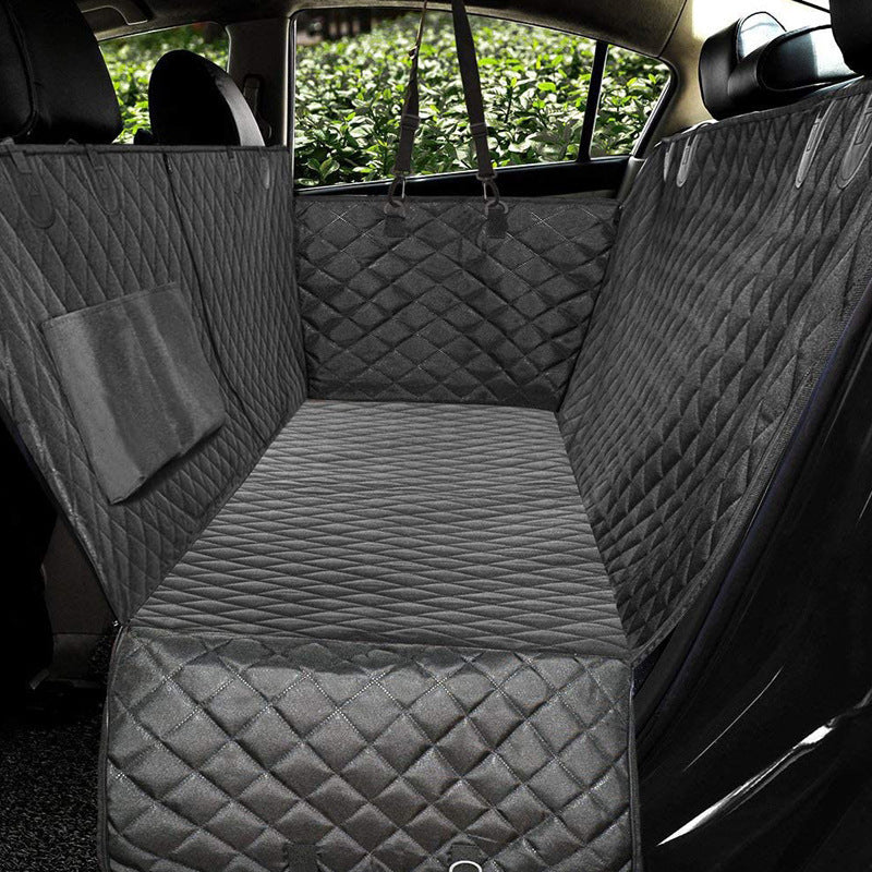 3-in-1 Waterproof Dog Car Hammock – Rear Seat Protector with Mesh Window, Zippered Pocket & Non-Slip Design