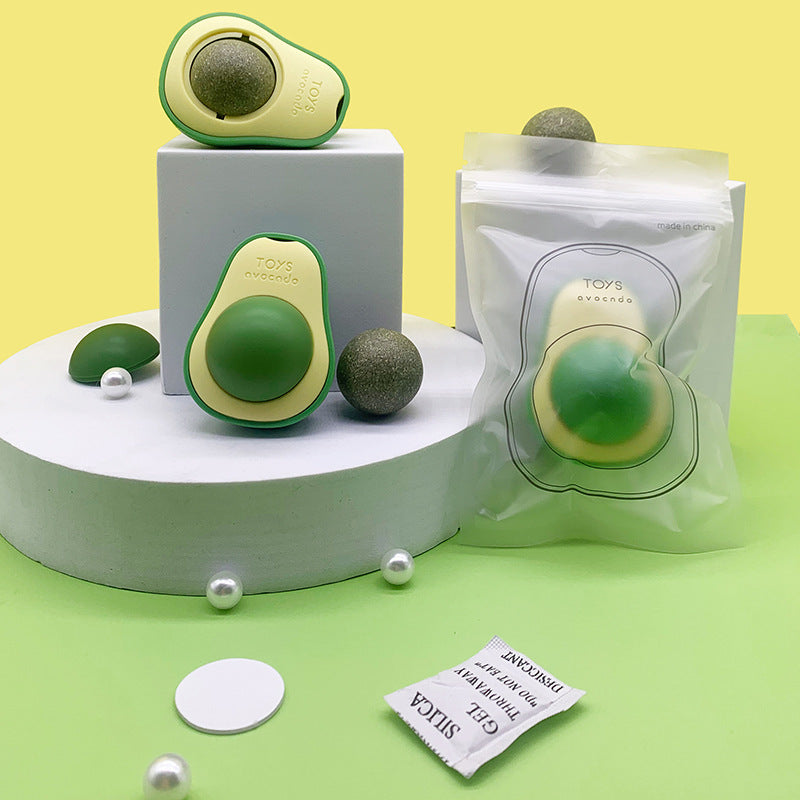 360° Rotating Avocado Catnip Mint Ball – Self-Healing Interactive Dental & Stress Relief Toy for Cats