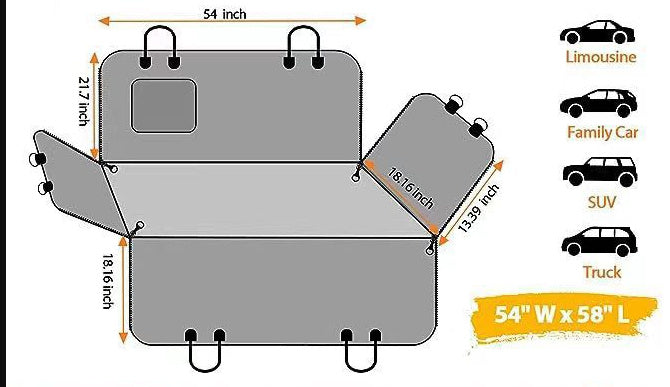 Waterproof Pet Car Seat Cover – Rear Seat Cushion Protector, Scratch & Dirt Resistant Dog Travel Mat