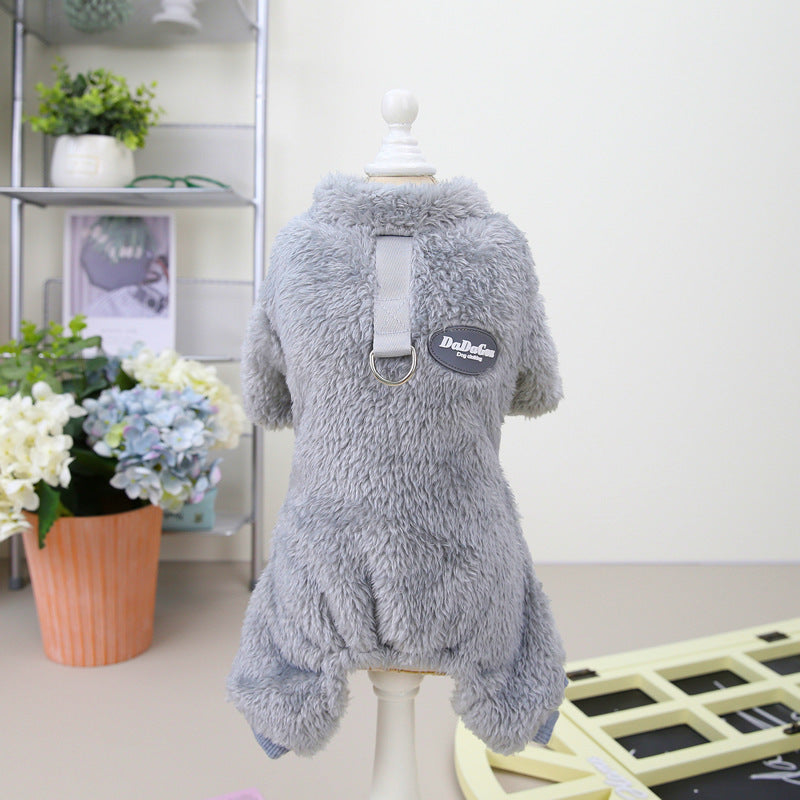 Winter Dog Sweater – Tricolor Knit Four-Leg Outfit for Small & Medium Dogs