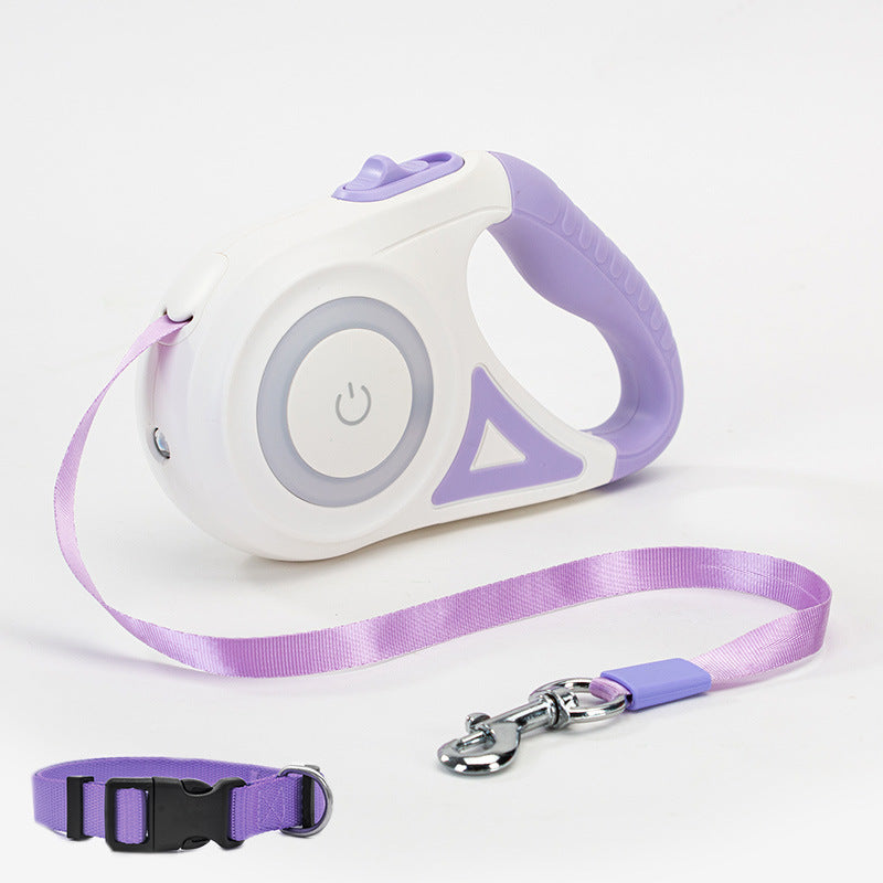 Retractable Dog Leash with Collar & LED Spotlight – Automatic Pet Traction Rope for Small & Medium Dogs
