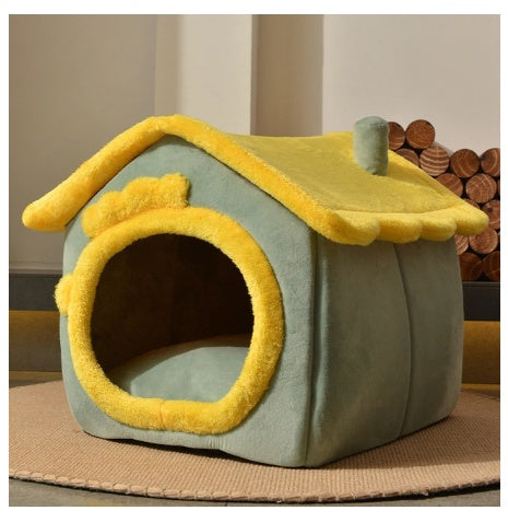 Foldable Pet House – Warm Dog & Cat Bed, Removable Nest, Enclosed Cave Sofa for Winter