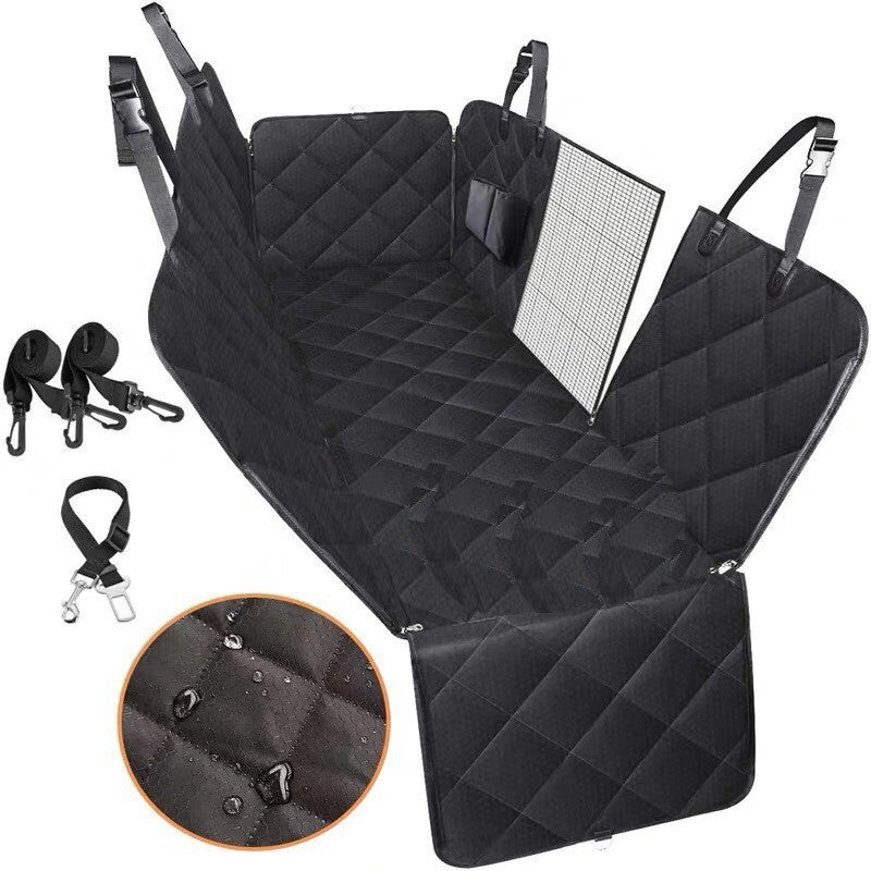 3-in-1 Waterproof Dog Car Hammock – Rear Seat Protector with Mesh Window, Zippered Pocket & Non-Slip Design