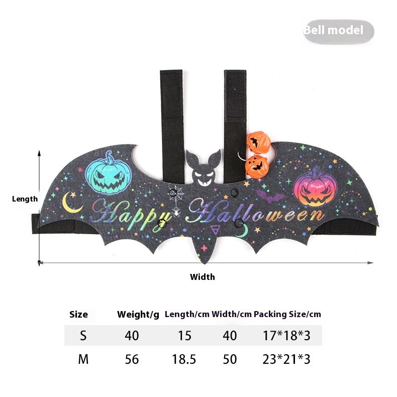 Halloween Pet Batwing Costume – Pumpkin & Ghost Bat Wings with Bell Options
