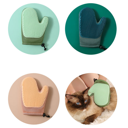 2-in-1 Floating Pet Grooming & Hair Removal Gloves – DE Shedding Comb Mitt for Dogs & Cats | Floating Hair Collector & Massage Glove