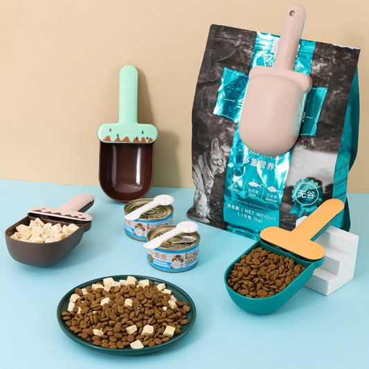 Pet Food Scoop with Built-in Can Opener & Spoon – Dog & Cat Shovel Feed Tool for Canned Wet Food