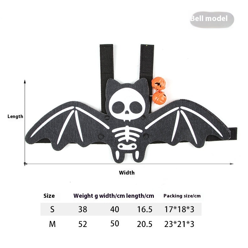 Halloween Pet Batwing Costume – Pumpkin & Ghost Bat Wings with Bell Options