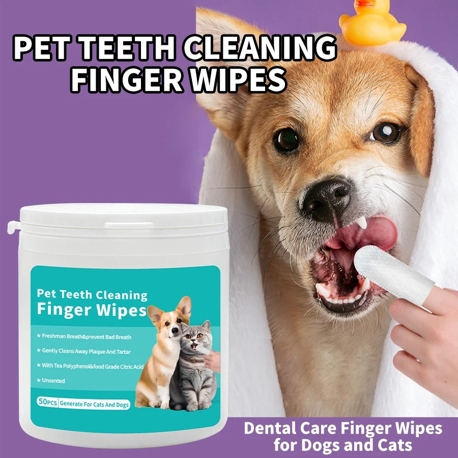 Disposable Pet Cleaning Wipes – Teeth & Ear Care Fingertip Pads for Dogs & Cats