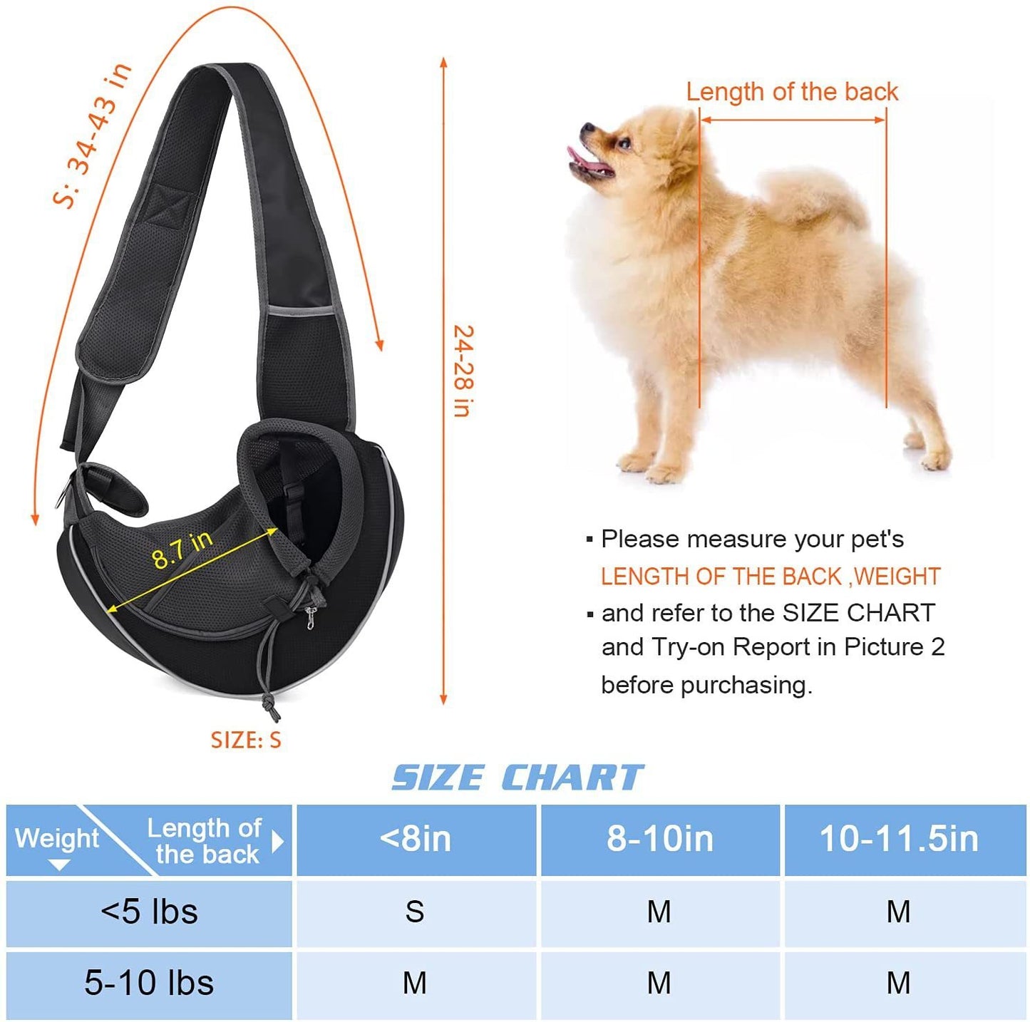Hands-Free Crossbody Pet Carrier Bag – Stylish Outdoor Sling for Small Dogs & Cats