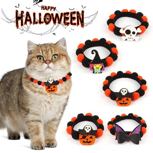 Pumpkin Pet Collar – Halloween Fur Ball Accessory for Cats & Dogs