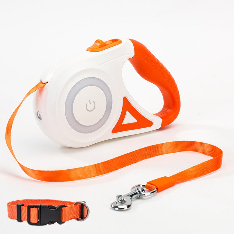 Retractable Dog Leash with Collar & LED Spotlight – Automatic Pet Traction Rope for Small & Medium Dogs