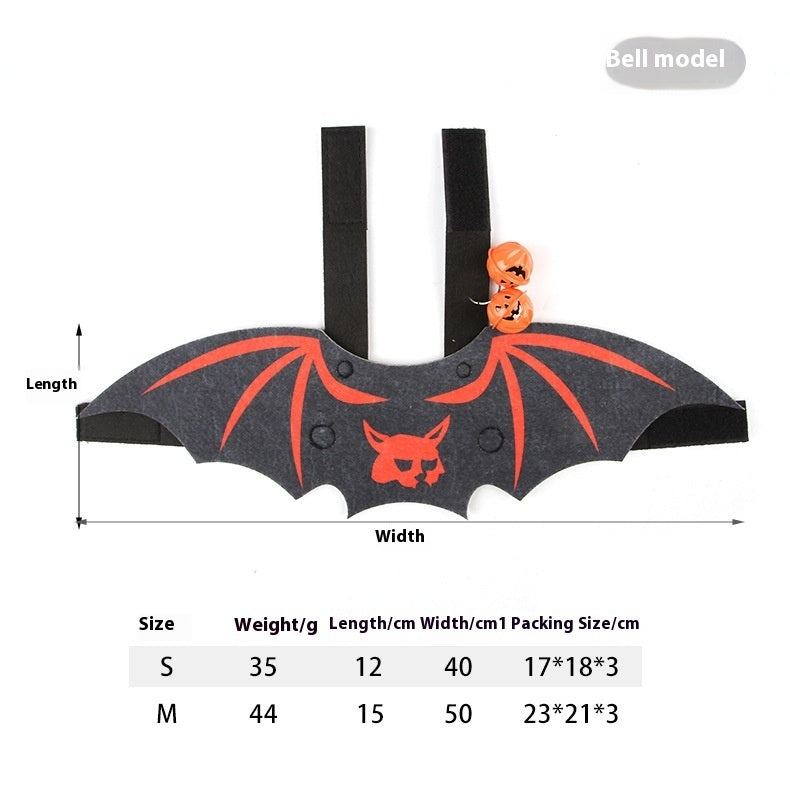 Halloween Pet Batwing Costume – Pumpkin & Ghost Bat Wings with Bell Options