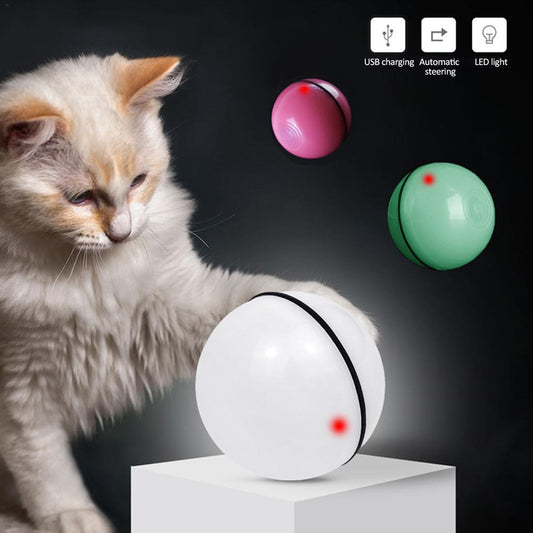 LED Laser Interactive Cat Ball – 360° Smart Motion Toy with Dual-Color Lights, Catnip & USB Rechargeable