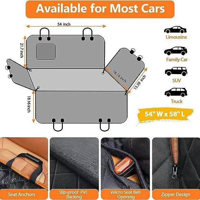 Waterproof Pet Car Seat Cover – Rear Seat Cushion Protector, Scratch & Dirt Resistant Dog Travel Mat